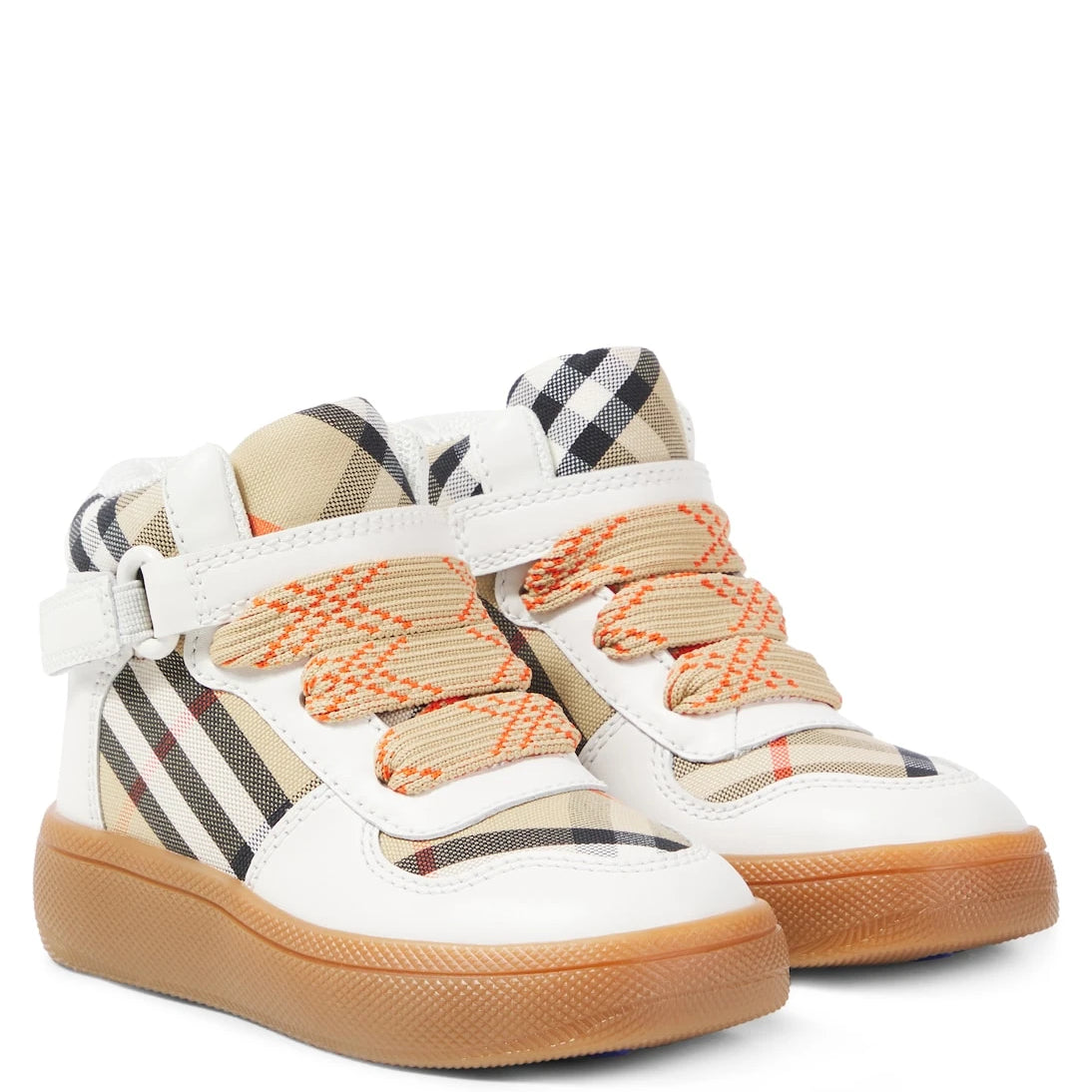 Burberry Kids - Burberry Check leather and canvas sneakers