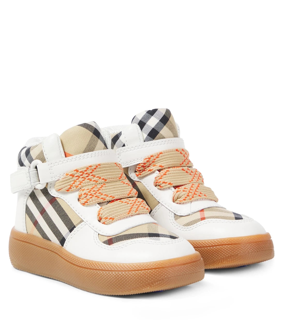 Burberry Kids - Burberry Check leather and canvas sneakers