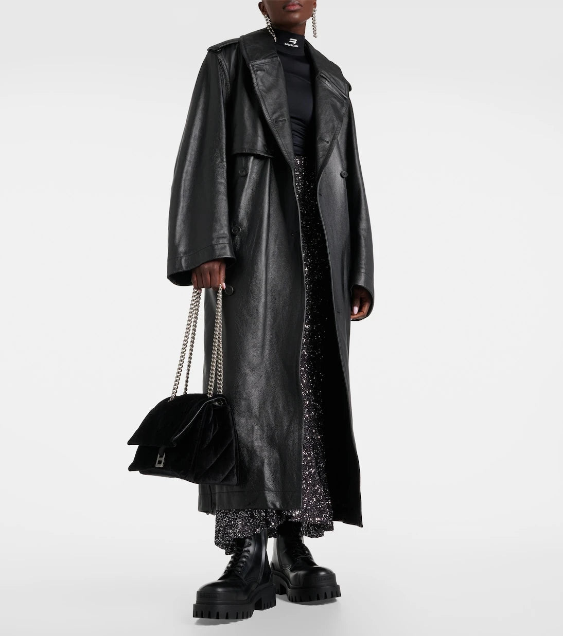 Balenciaga - معطف كوكو الجلدي الواقي من المطر