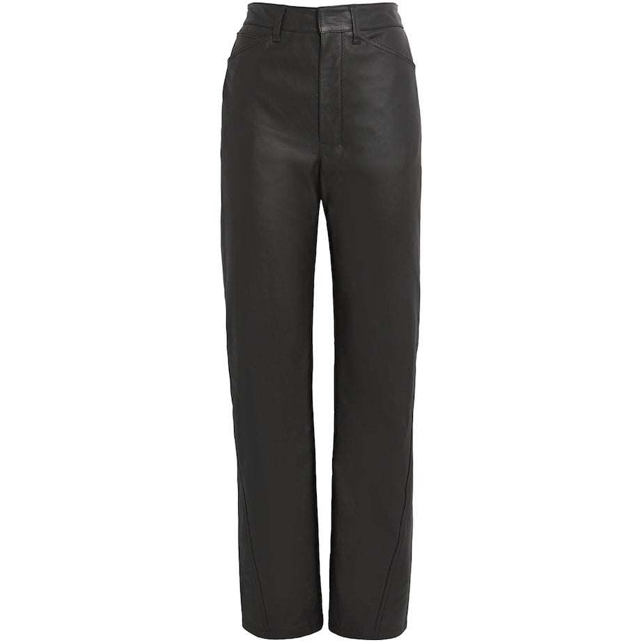 Brown Calfskin Straight Trousers