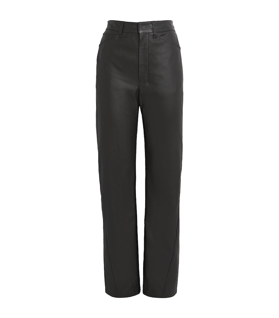 Brown Calfskin Straight Trousers