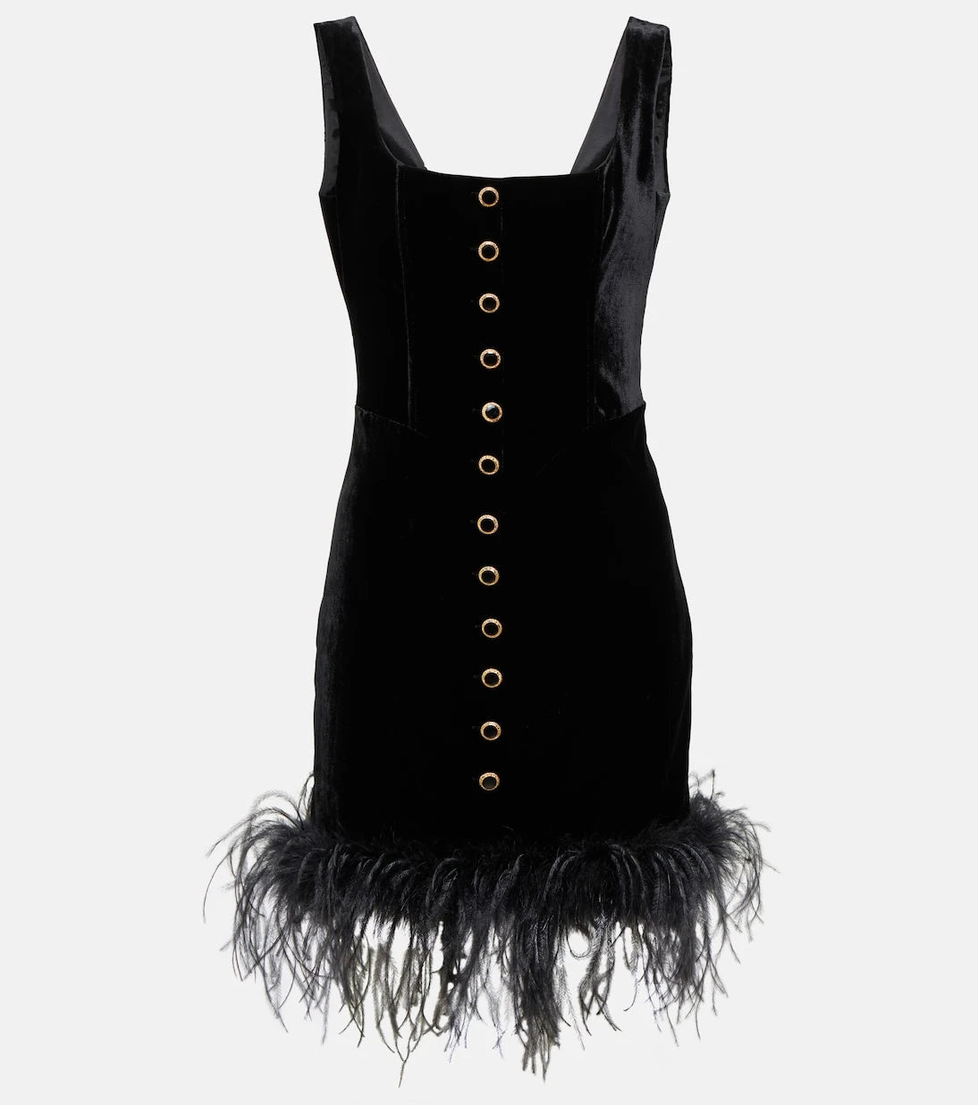 Alessandra Rich - Feather-trimmed velvet minidress
