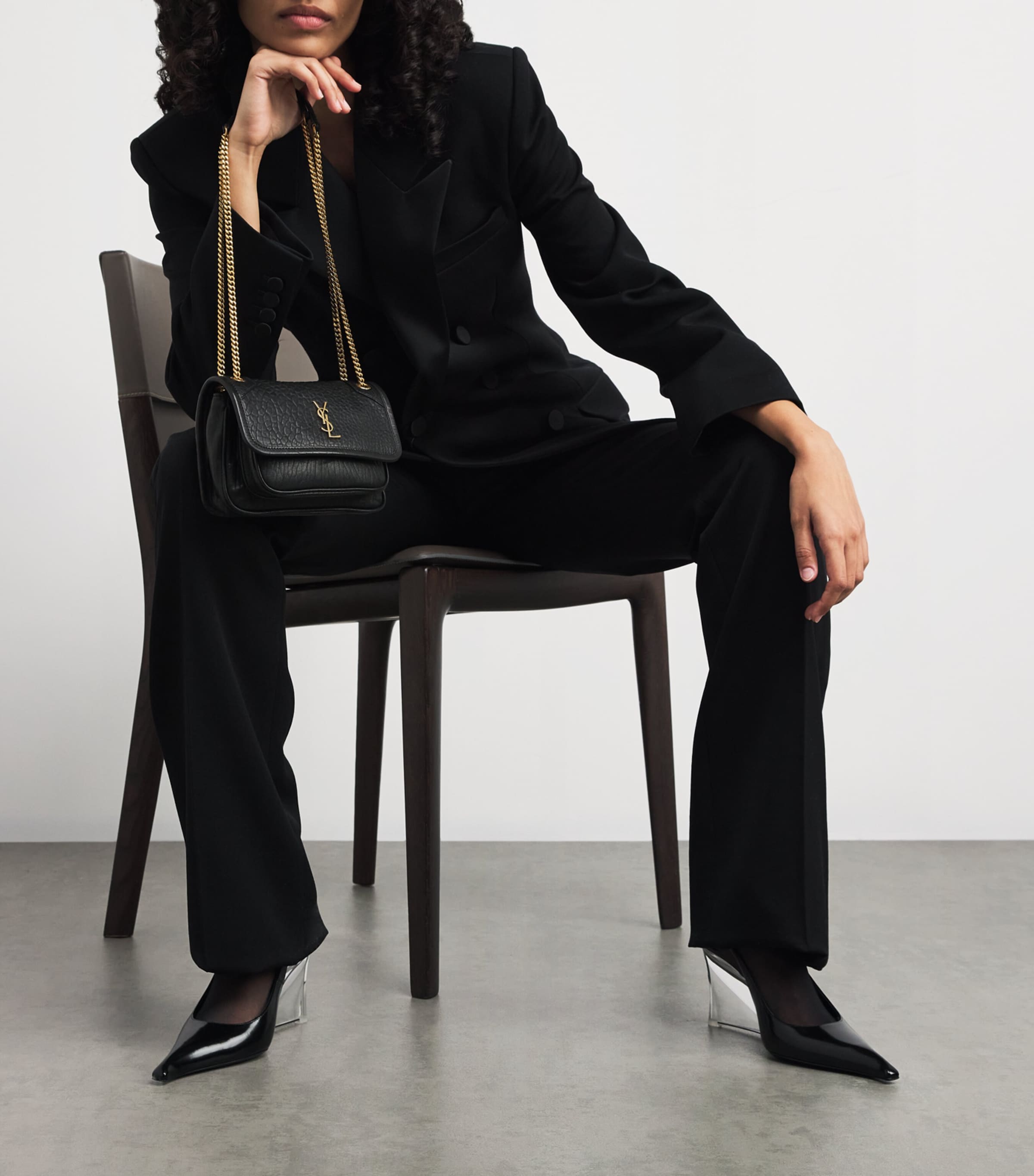 Saint Laurent Black Mini Leather Niki Shoulder Bag