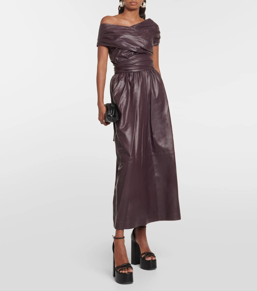 Altuzarra - Corfu off-shoulder leather maxi dress