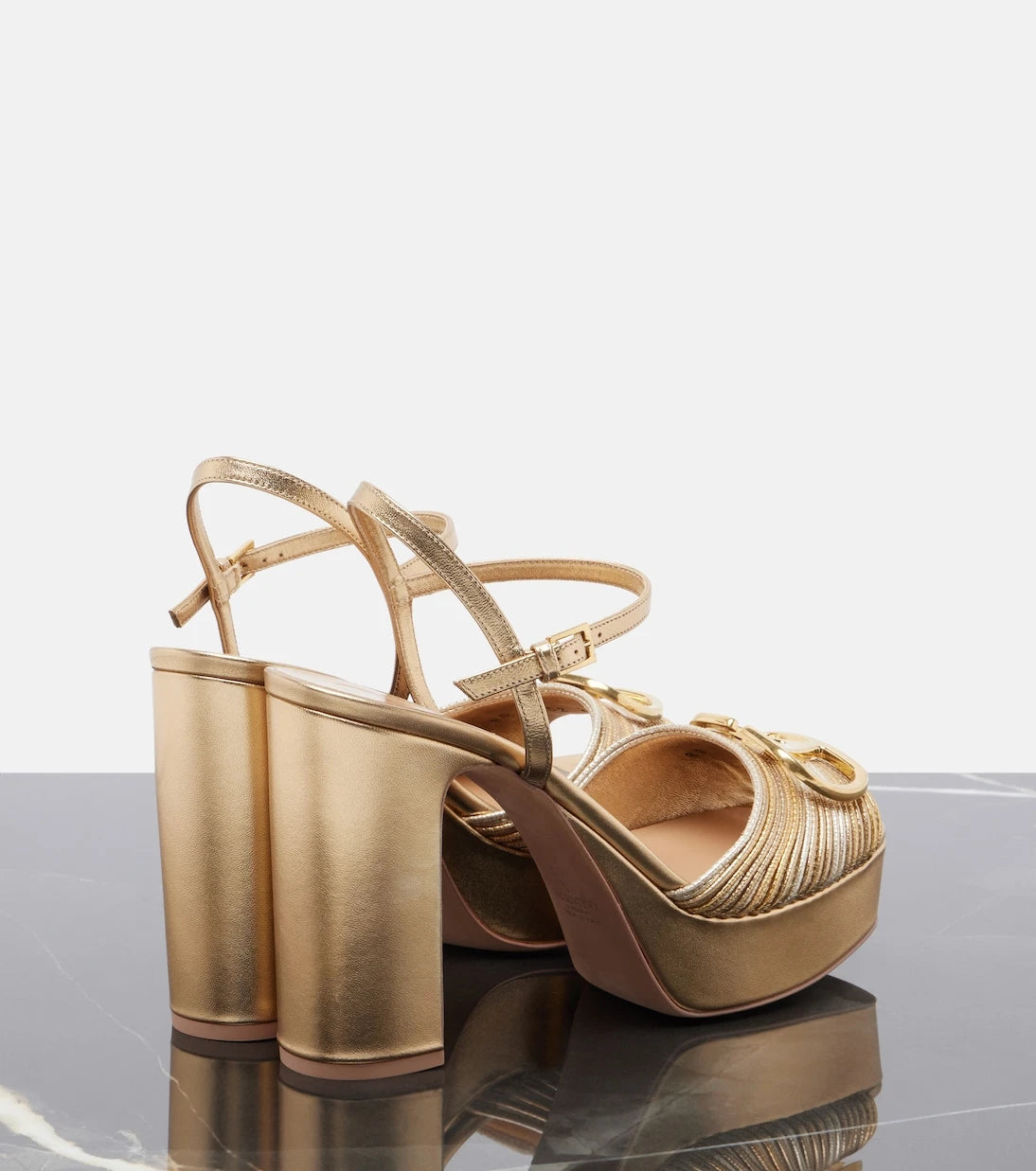 Valentino Garavani - VLogo metallic leather platform sandals