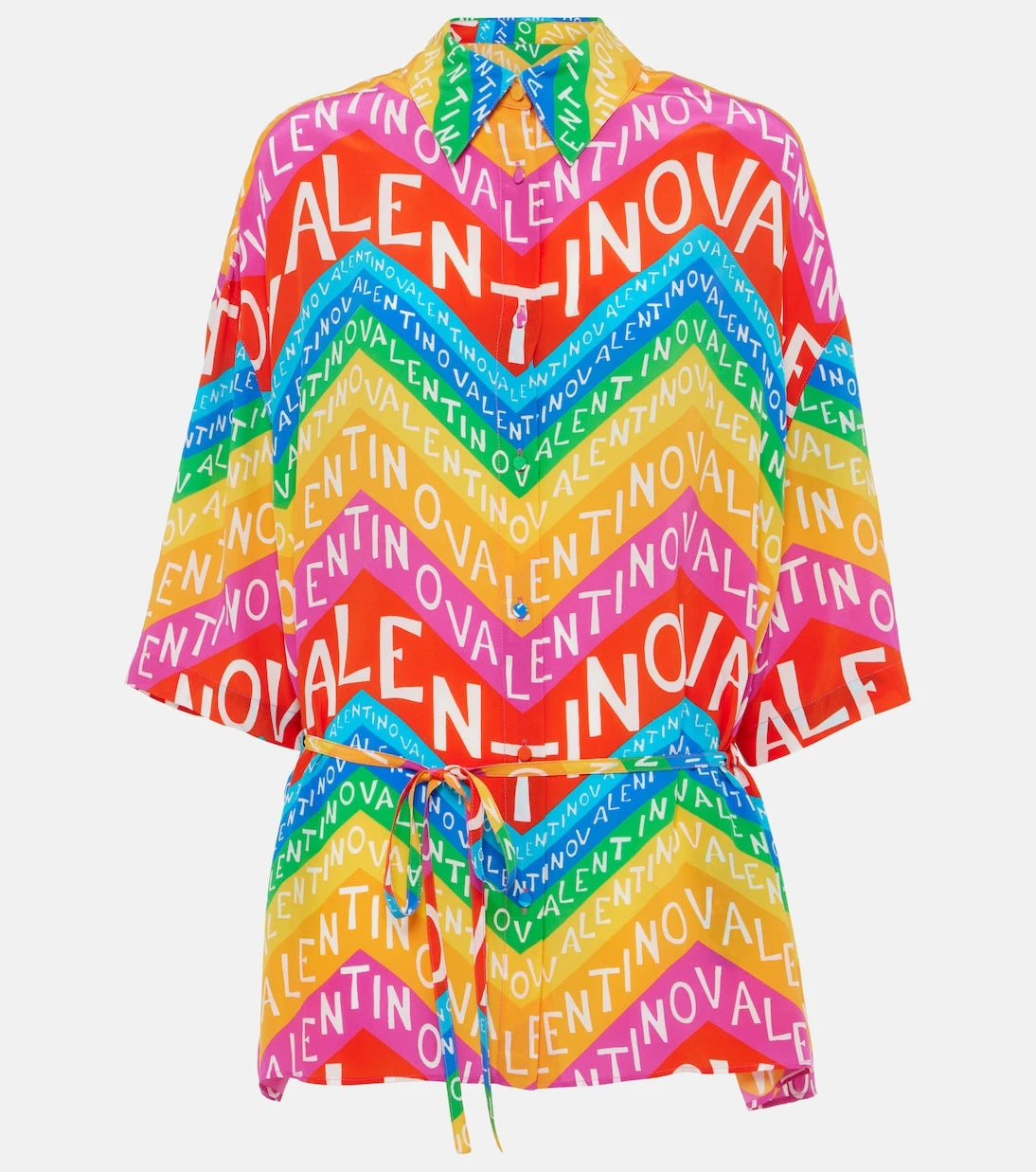 Valentino - Logo silk shirt dress