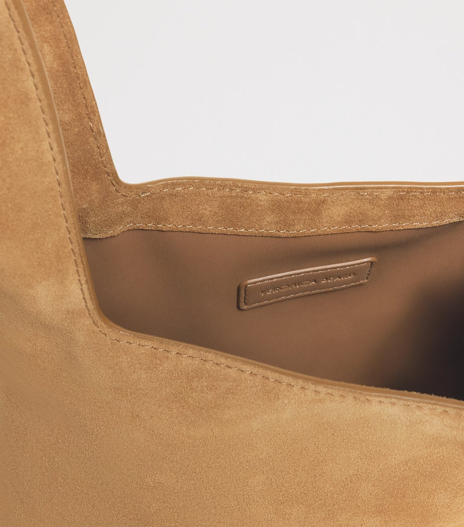 Veronica Beard Brown Suede Embellished Swing Clutch Bag