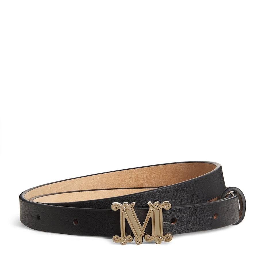Black Leather Monogram Belt