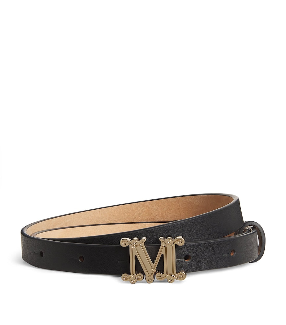 Black Leather Monogram Belt
