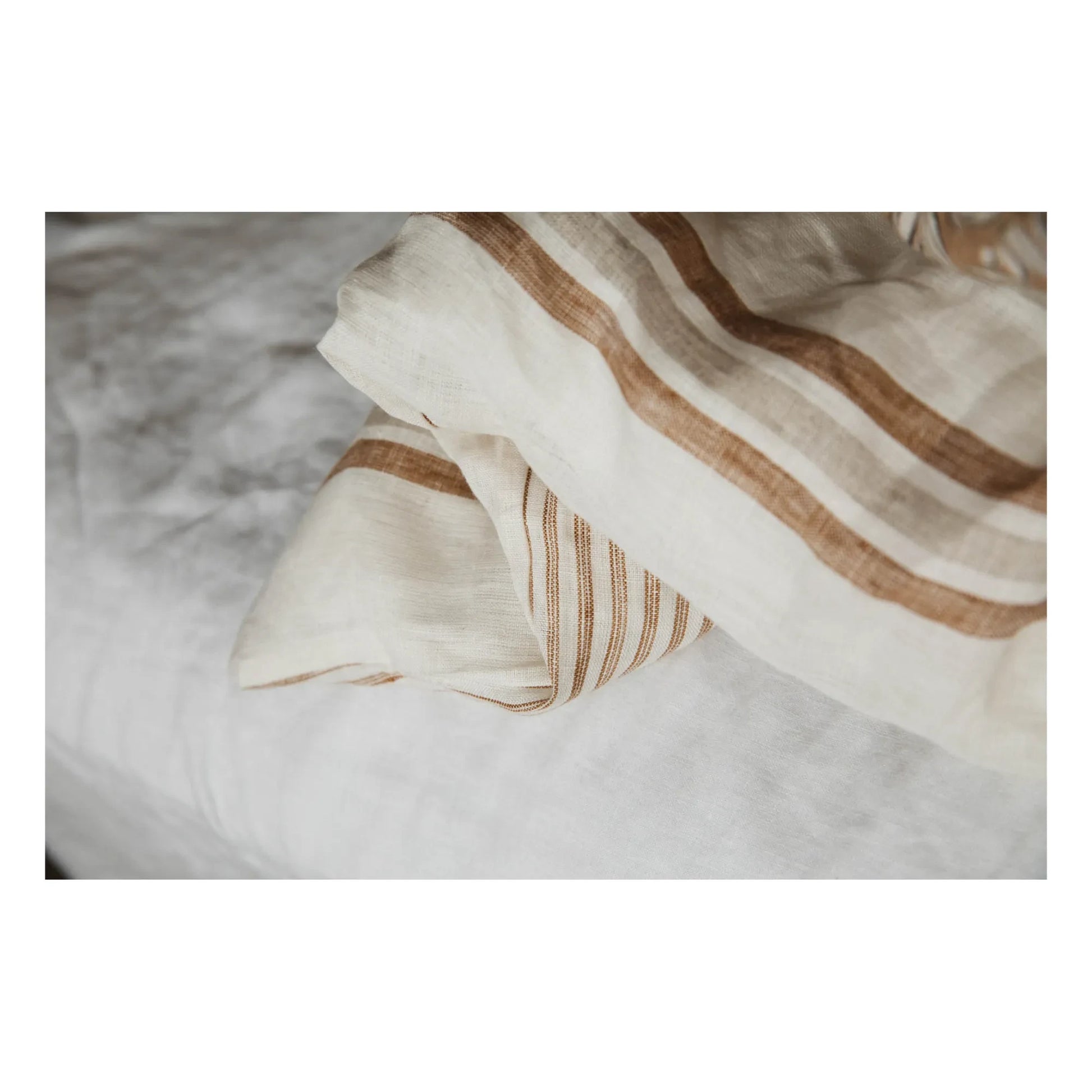 Gabrielle Paris - Striped Washed Linen Napkins | Coffee