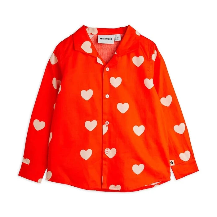 Детска памучна риза Mini Rodini Hearts