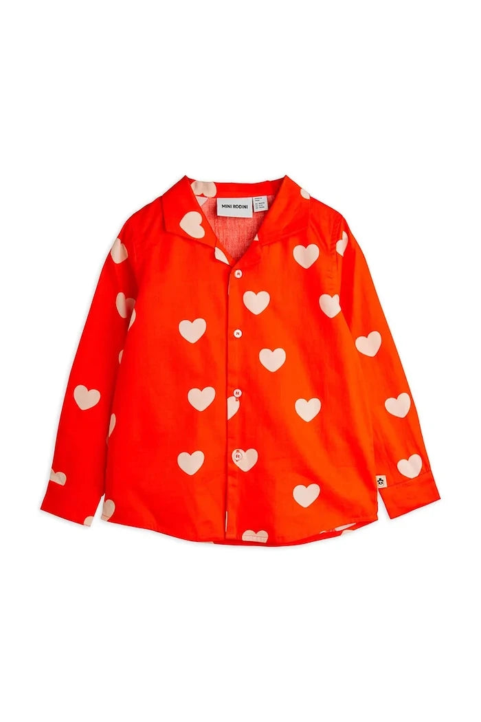 Детска памучна риза Mini Rodini Hearts