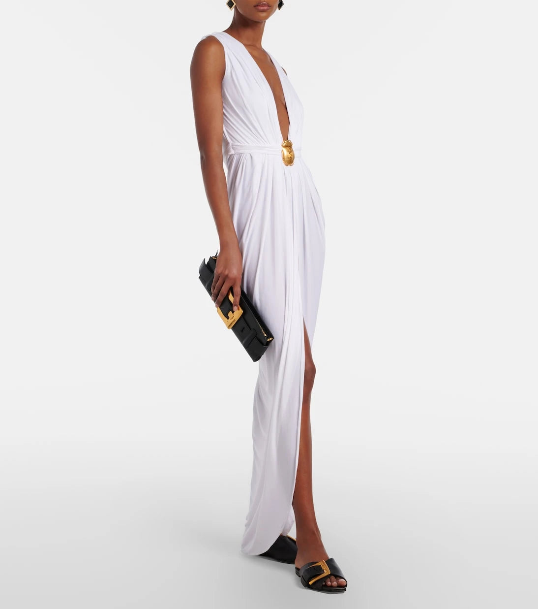 Balmain - Embellished jersey maxi dress