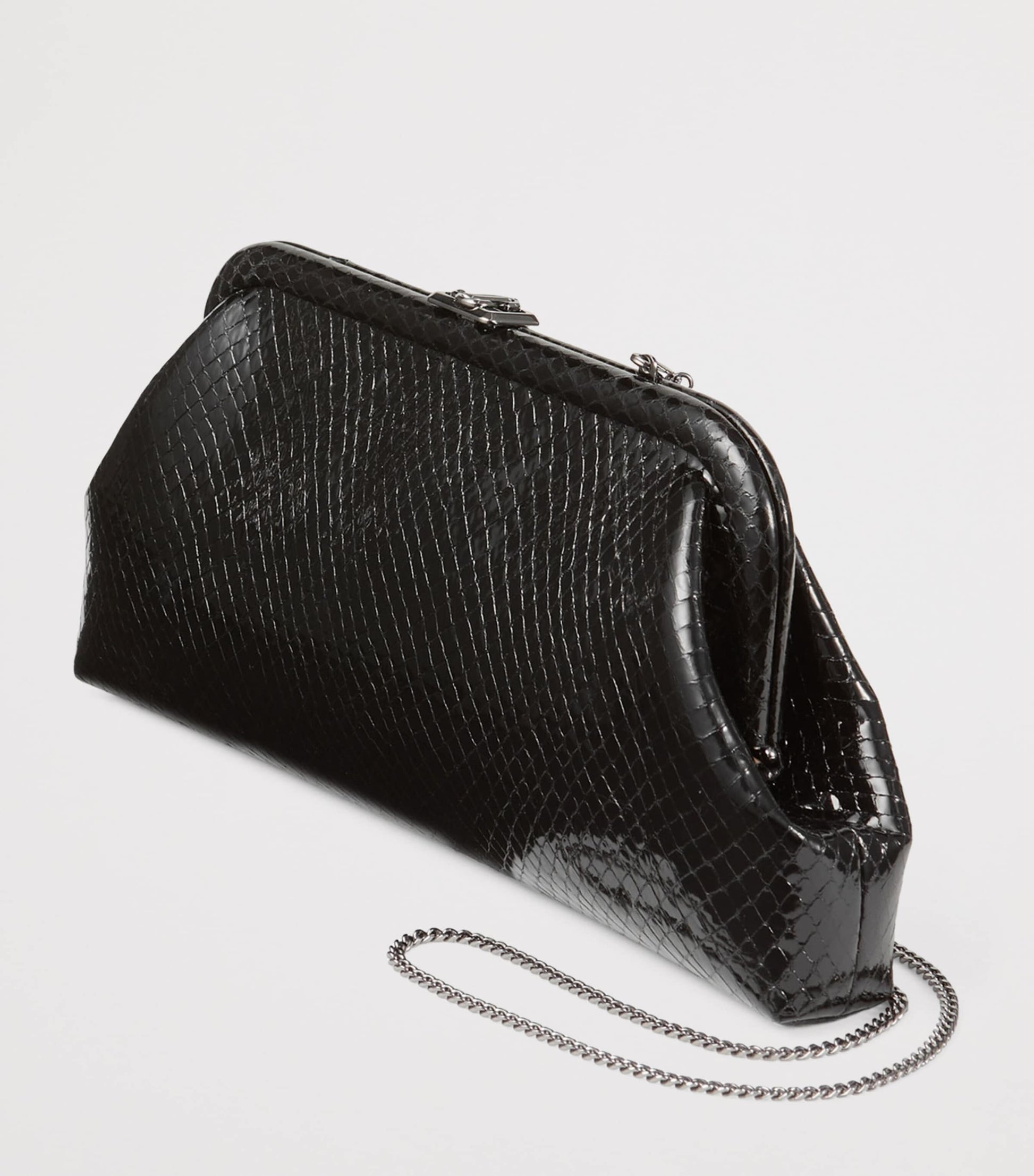 Skylar Snake-Embossed Leather Clutch Bag