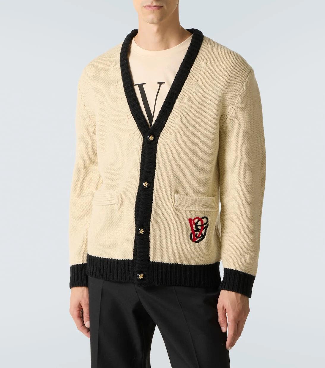 Valentino - Embroidered virgin wool cardigan