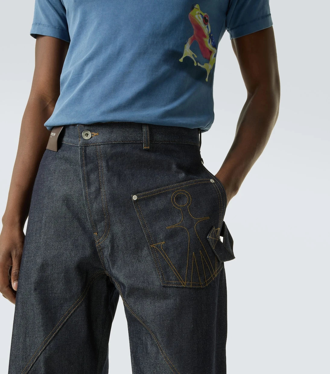 JW Anderson - Twisted embroidered cotton wide-leg jeans