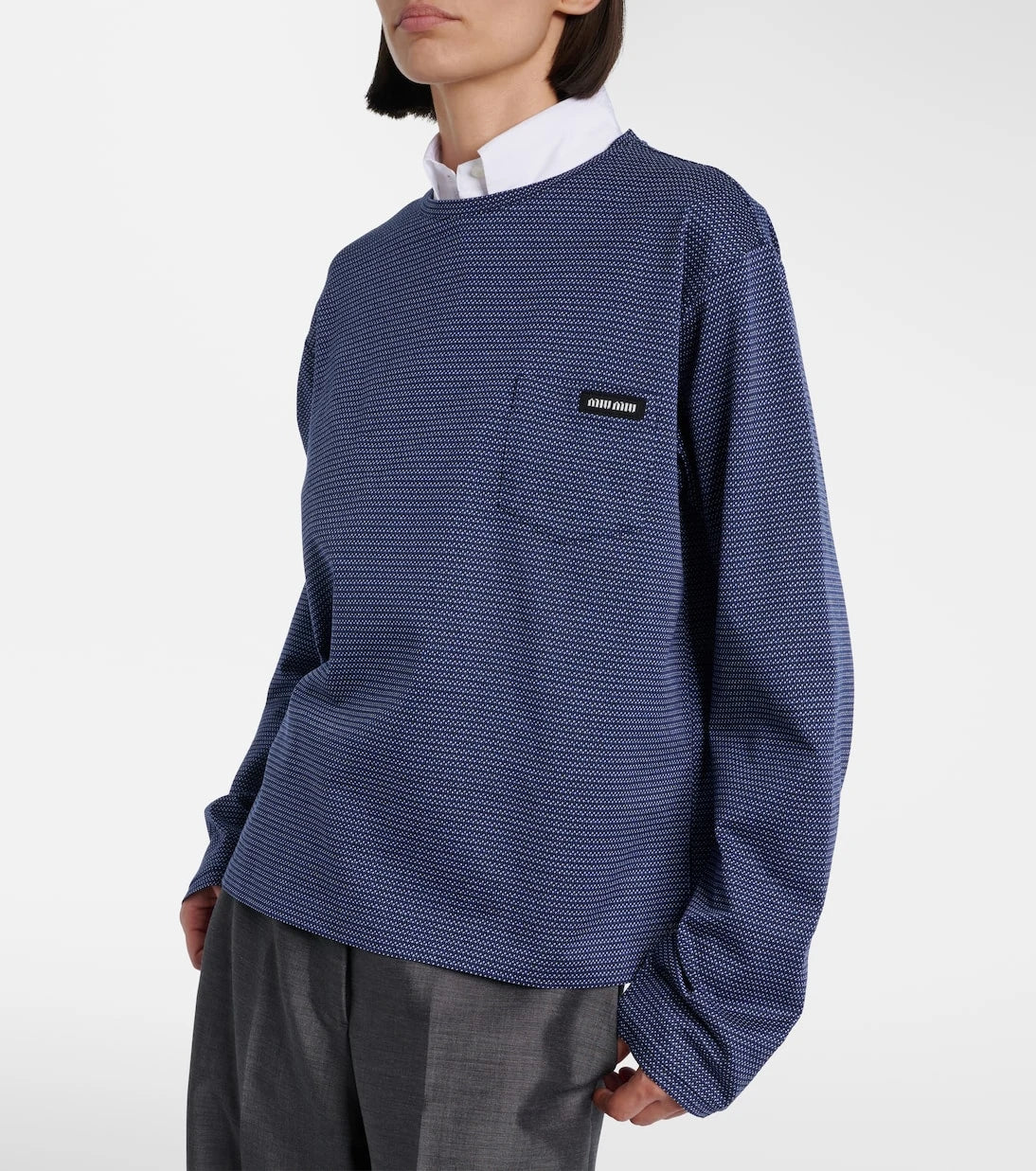 Miu Miu - Striped jacquard cotton jersey T-shirt