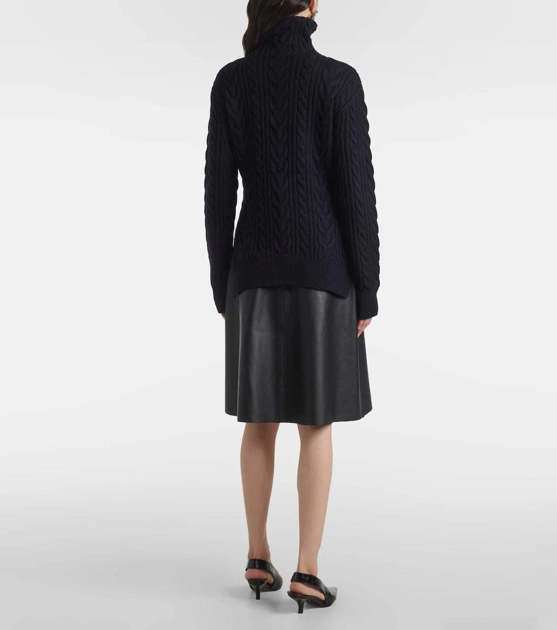 Toteme - Cable-knit wool and cotton turtleneck sweater
