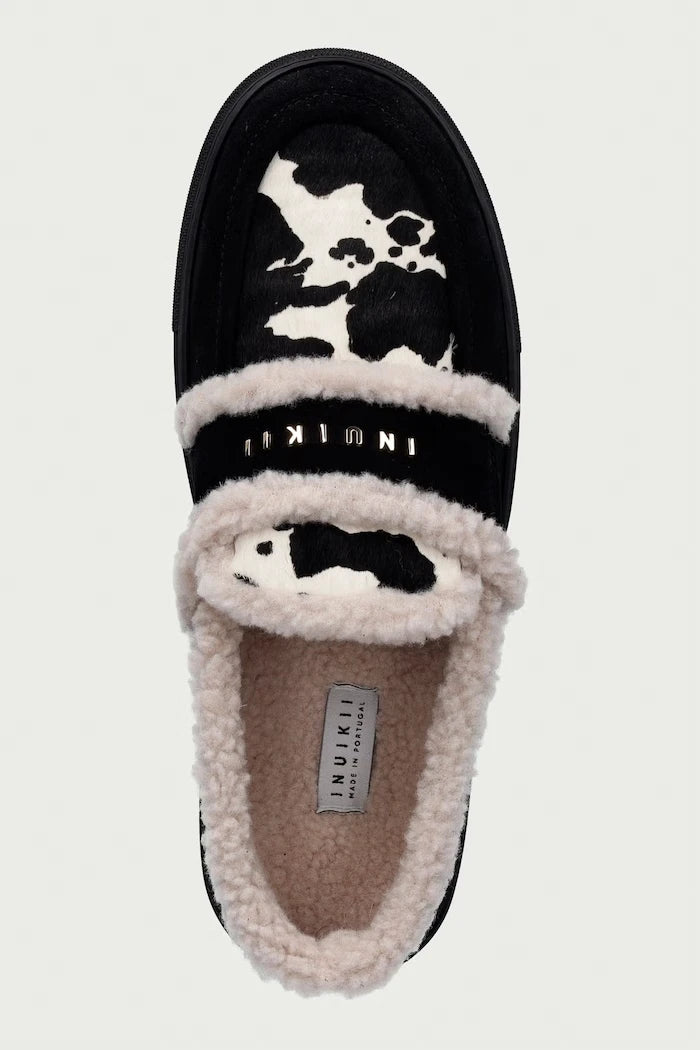 Inuikii Shearling Print kadın deri mokasen