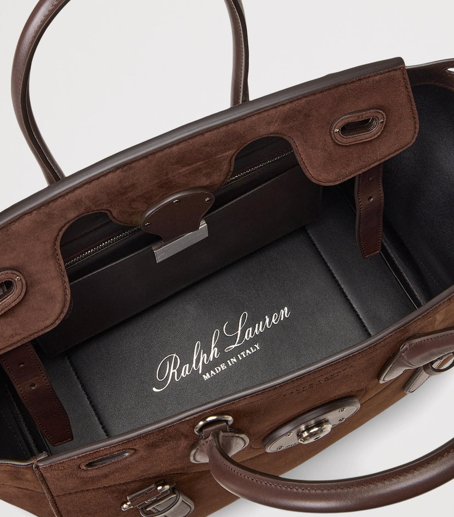 Ralph Lauren Collection Brown Suede Soft Ricky 33 Top-Handle Bag