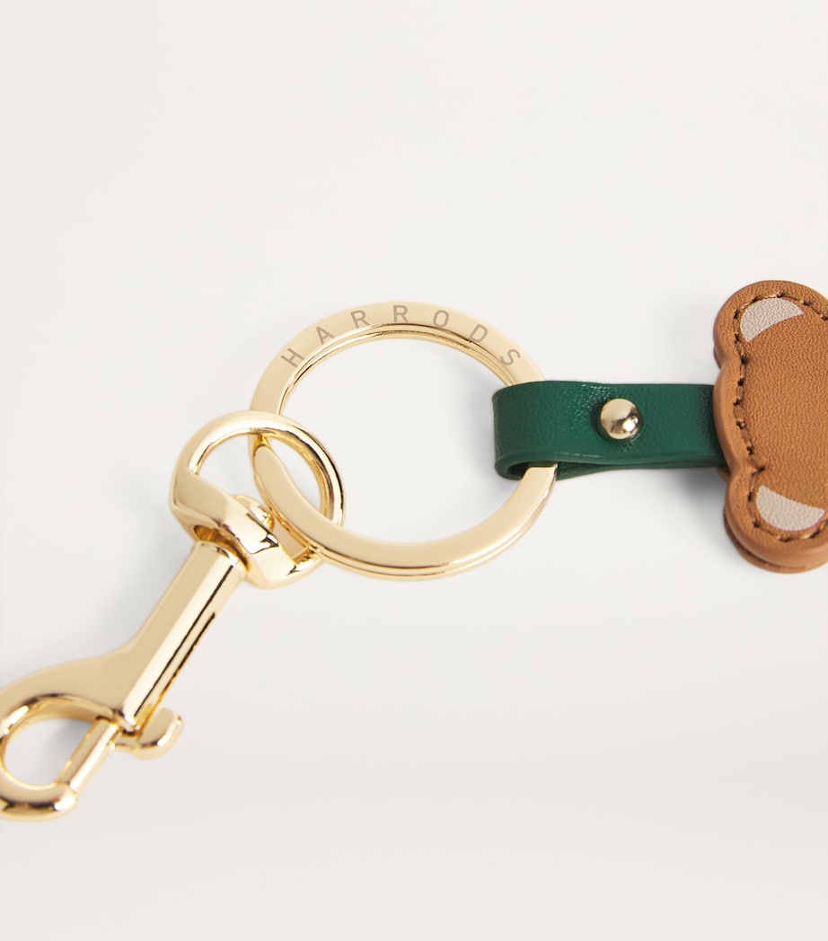 Multi Leather Keyring Harrods Bear