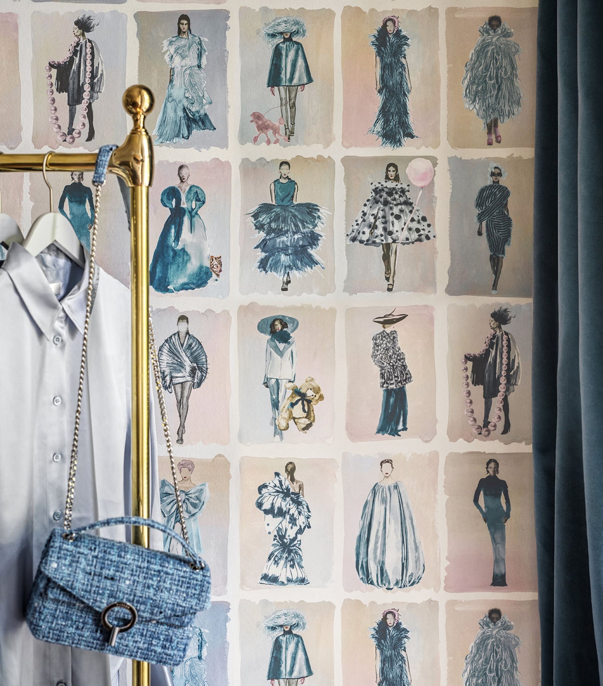 Cole & Son x Harrods Interior Design 175 Anniversary Edition Couture Carousel Wallpaper - China Blue