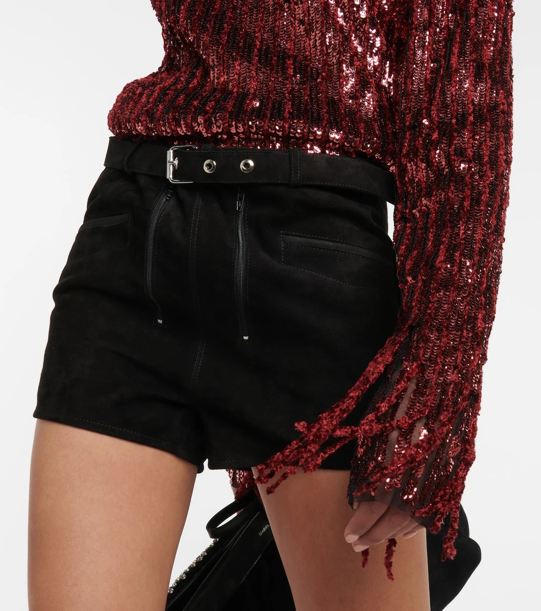 Dodo Bar Or - Belted low-rise suede shorts