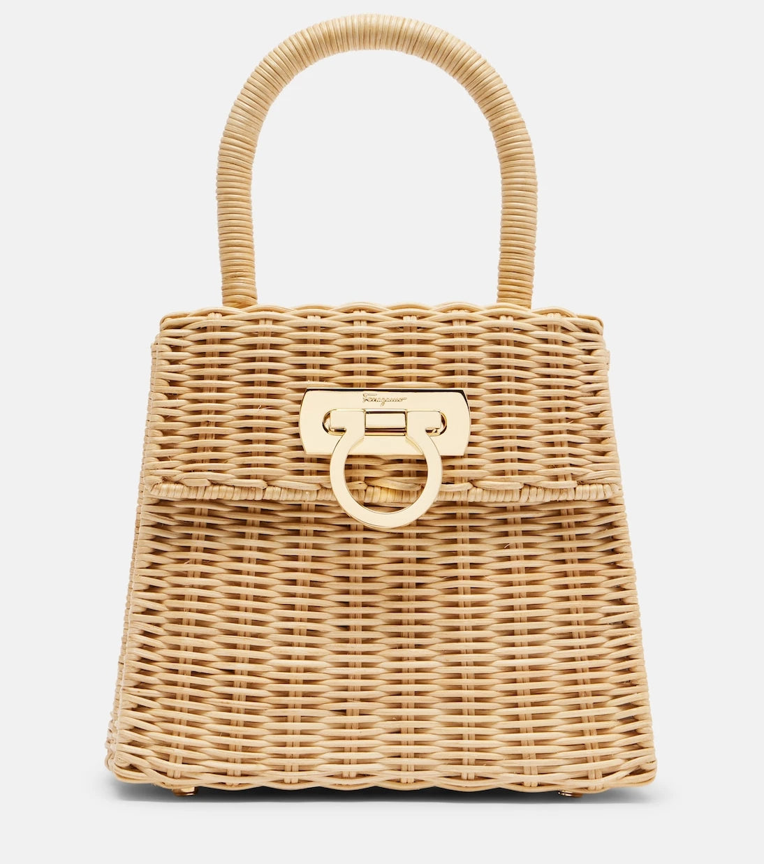 Ferragamo - Small wicker top-handle bag