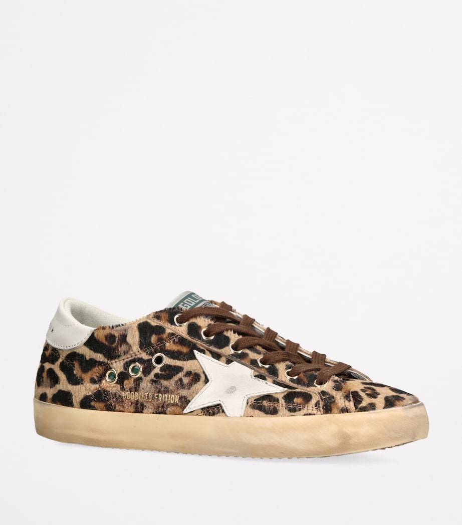 Golden Goose Brown Pony Skin Leopard Print Super-Star Sneakers