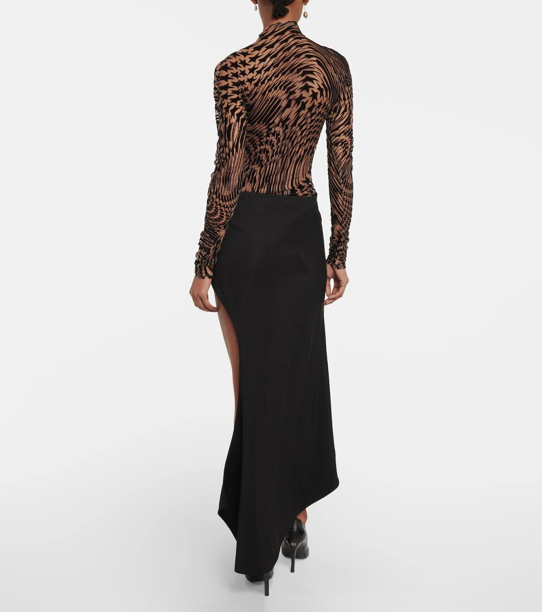 Mugler - Asymmetric jersey midi skirt