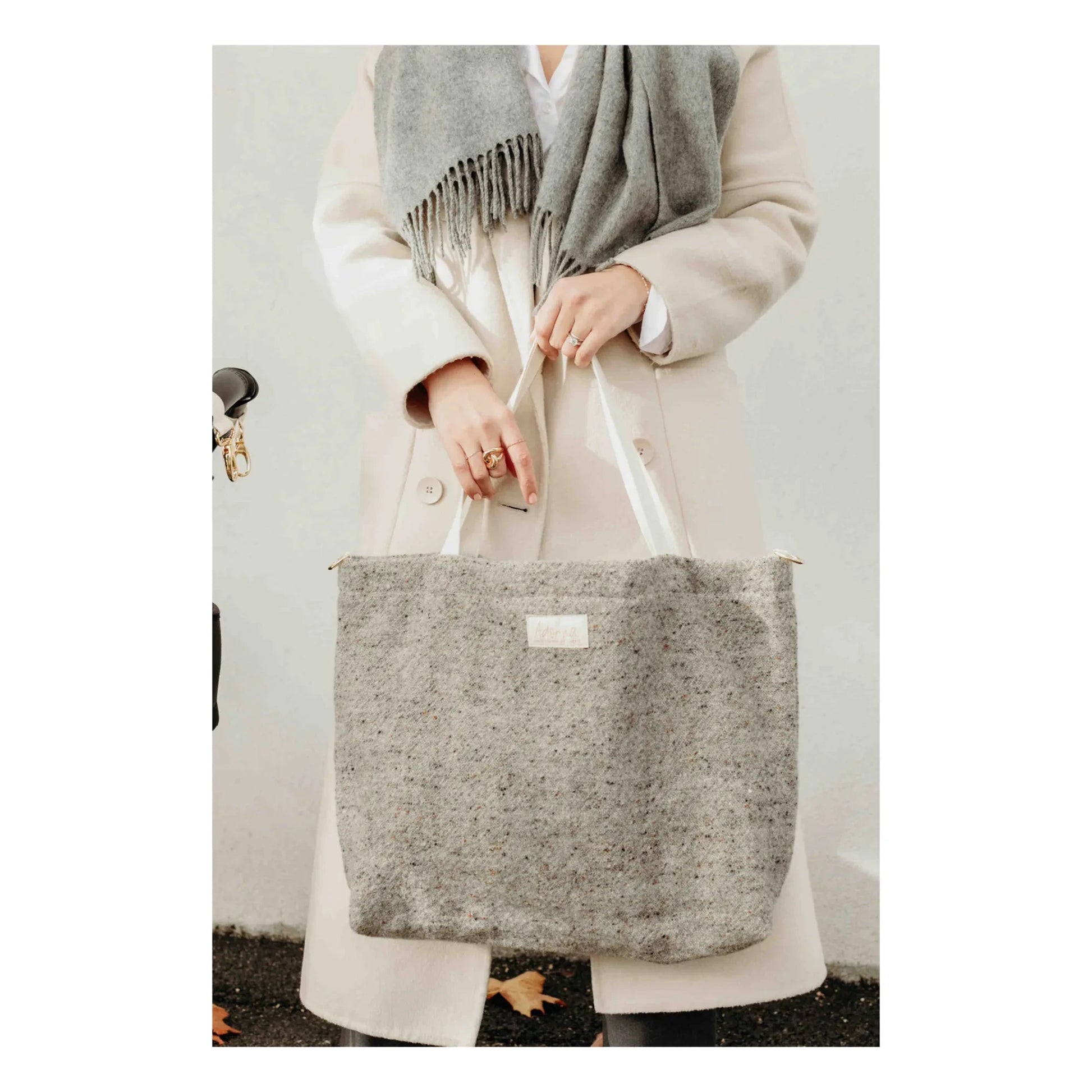 Adorna - Anna Wool and Linen Changing Bag | Heather grey