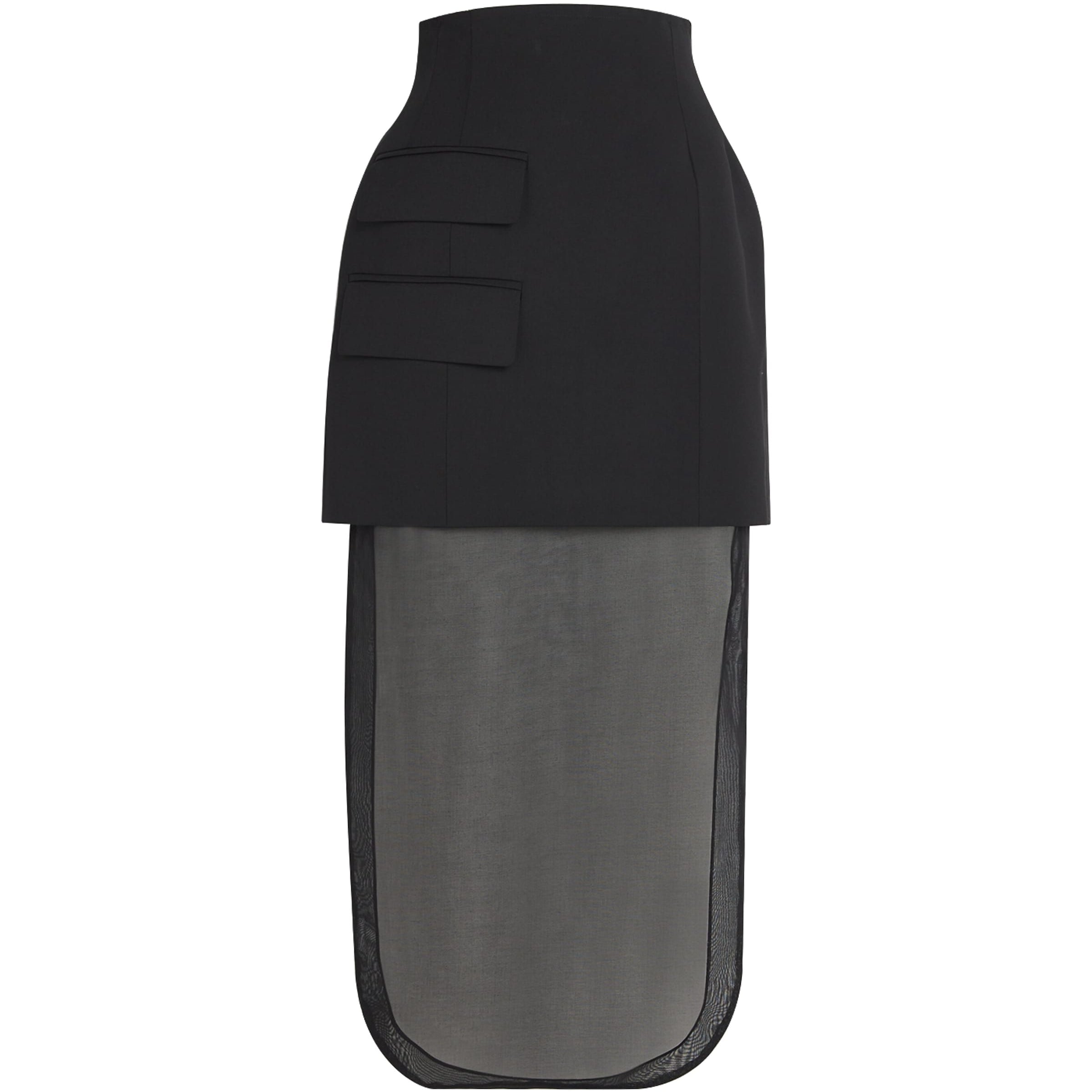 A.W.A.K.E. Mode Black Virgin Wool Basque Maxi Skirt