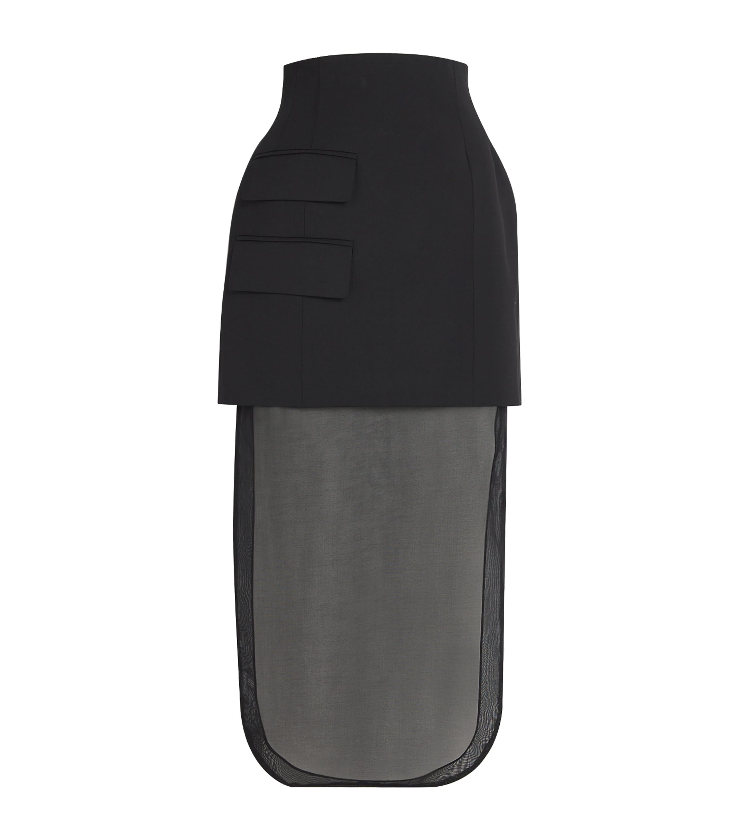 A.W.A.K.E. Mode Black Virgin Wool Basque Maxi Skirt