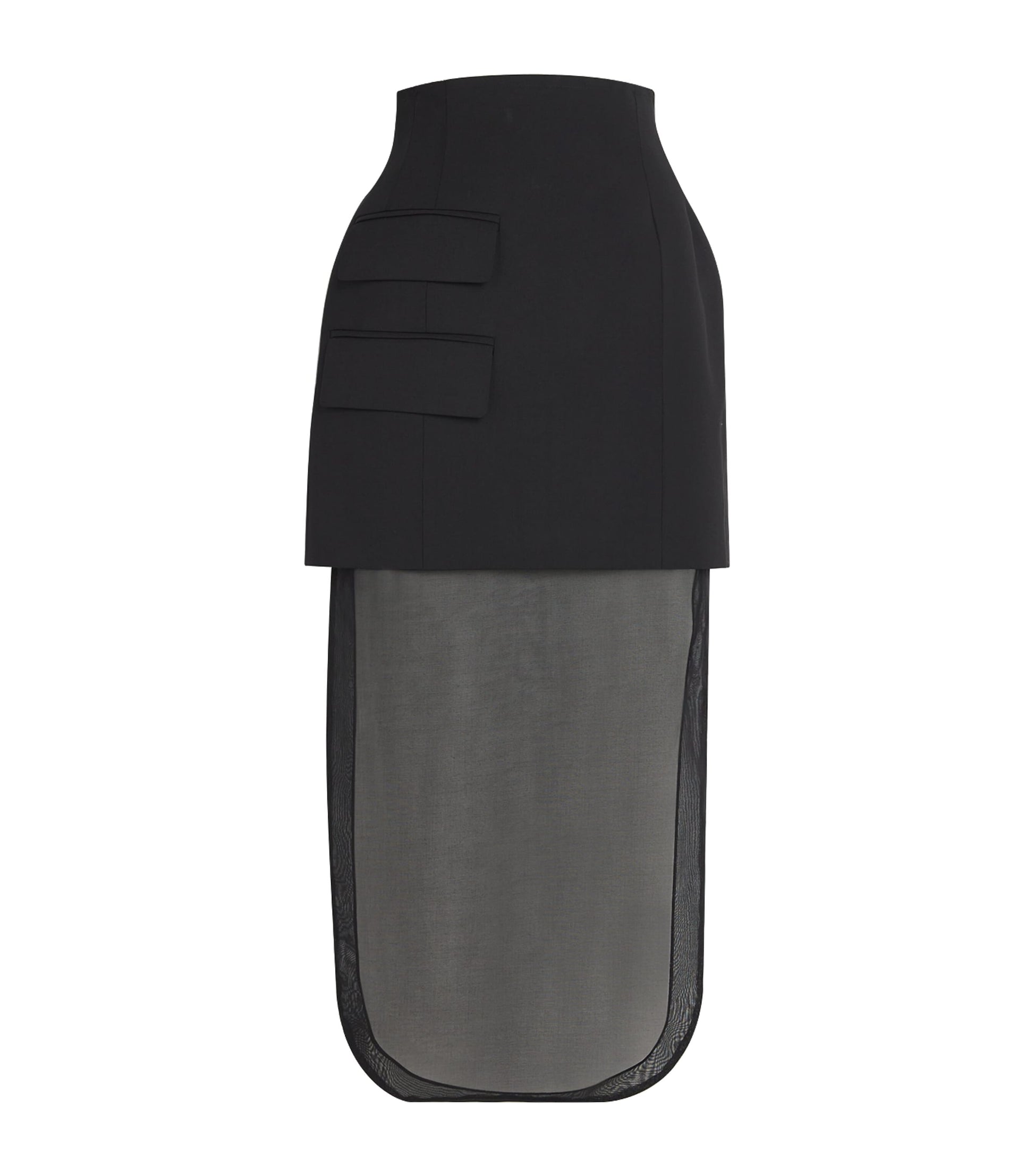 A.W.A.K.E. Mode Black Virgin Wool Basque Maxi Skirt