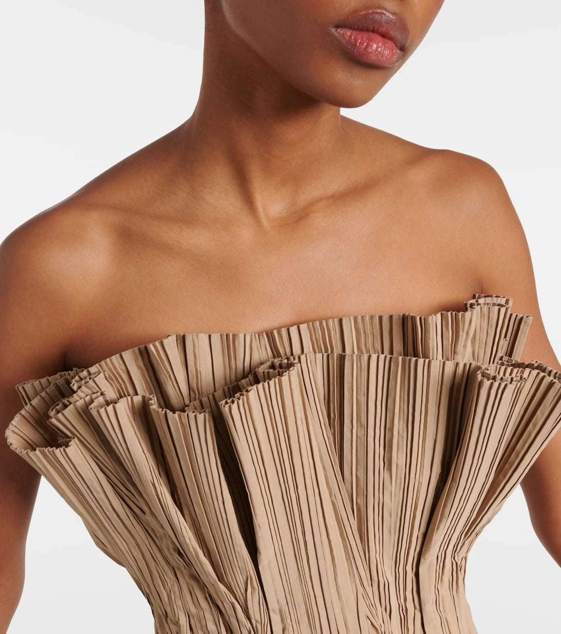 The Row - Cristel pleated poplin bustier gown