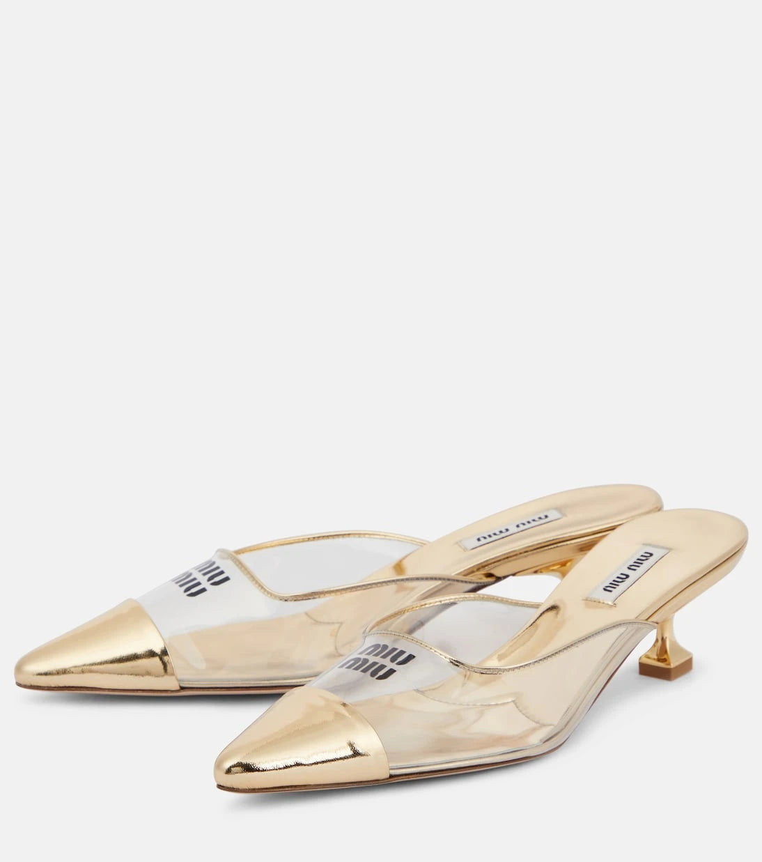 Miu Miu - Logo leather and PVC mules