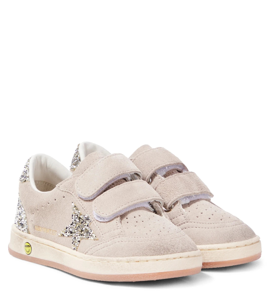 Golden Goose Kids - حذاء رياضي Ball Star من جلد الشامواه اللامع