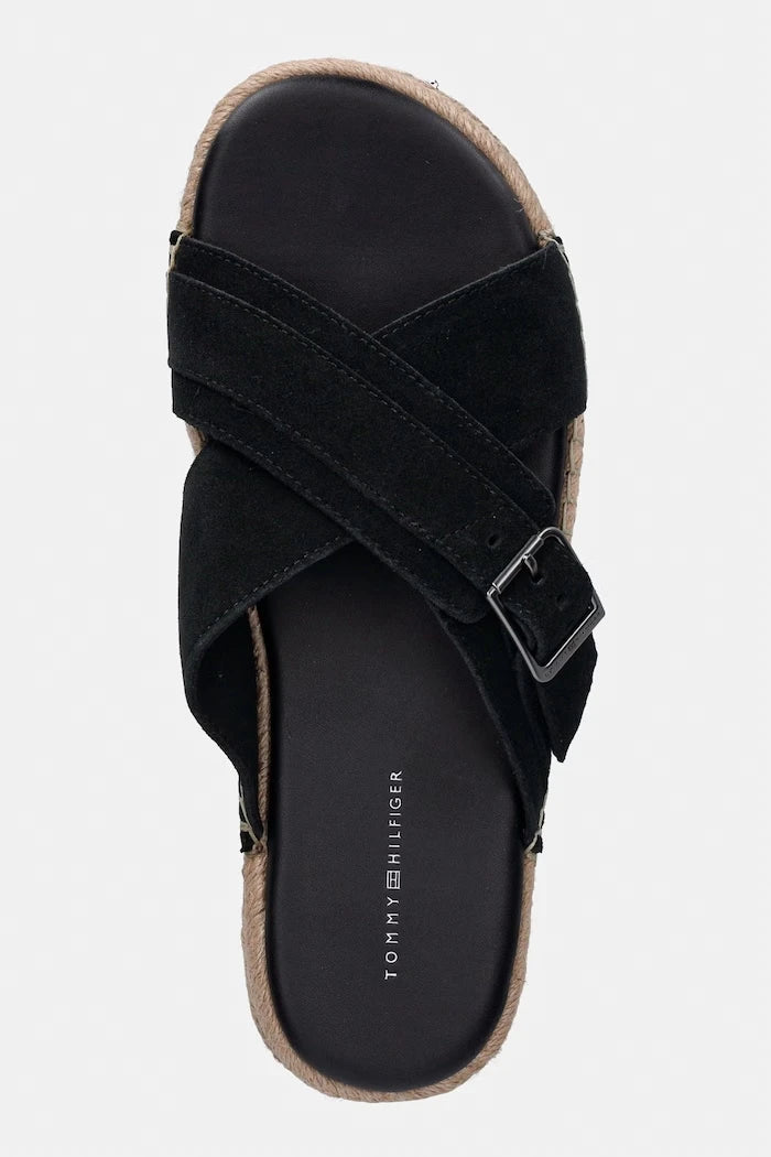 Tommy Hilfiger чехли мъжки от велур FLEX JUTTE BUCKLE SDE SANDAL