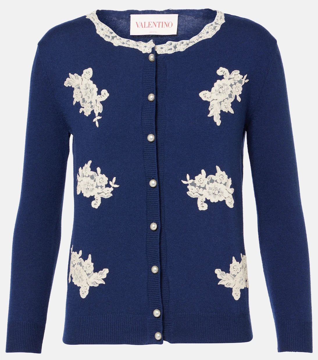 Valentino - Lace-trimmed virgin wool cardigan