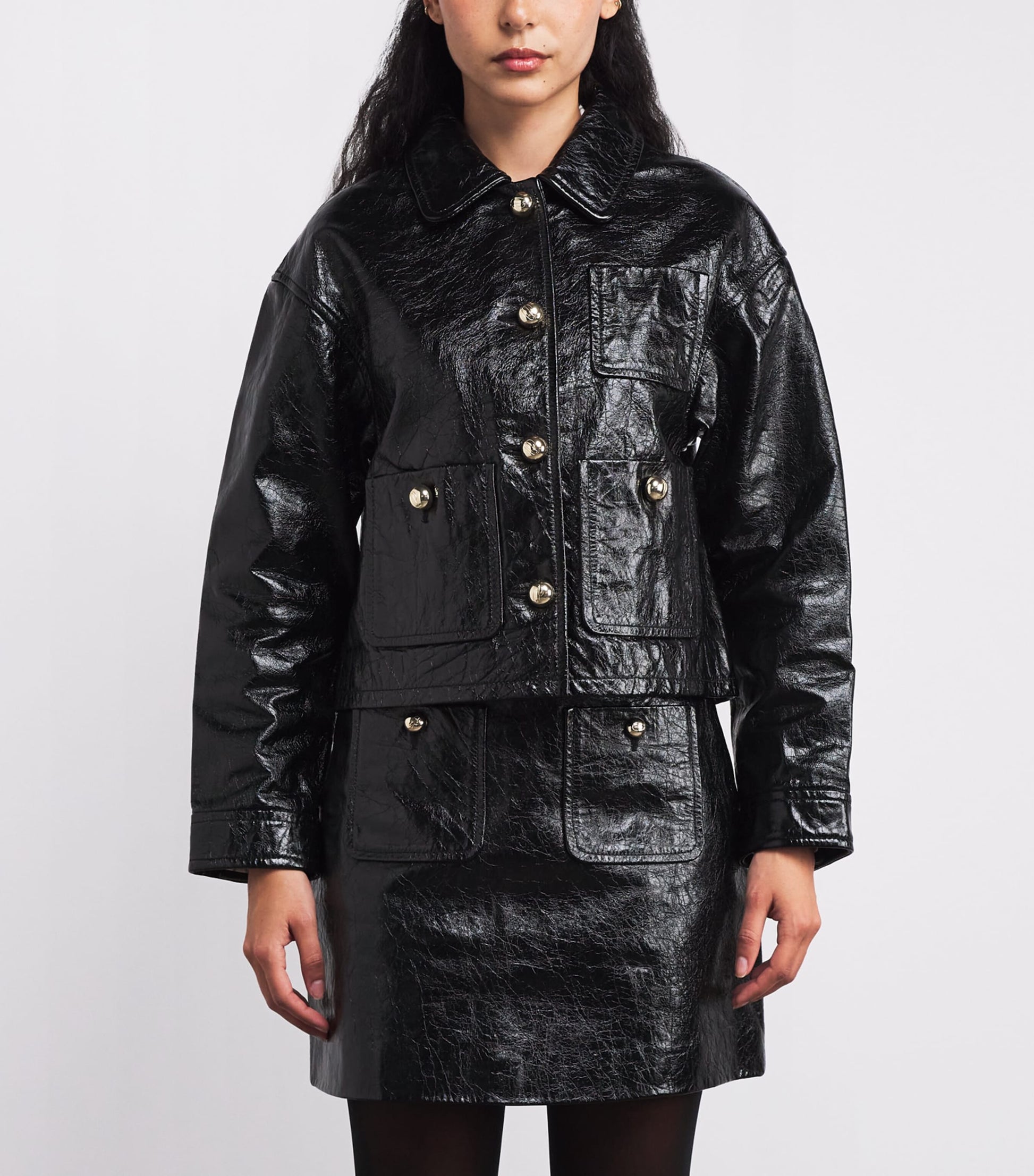 Claudie Pierlot Black Cropped Leather Jacket