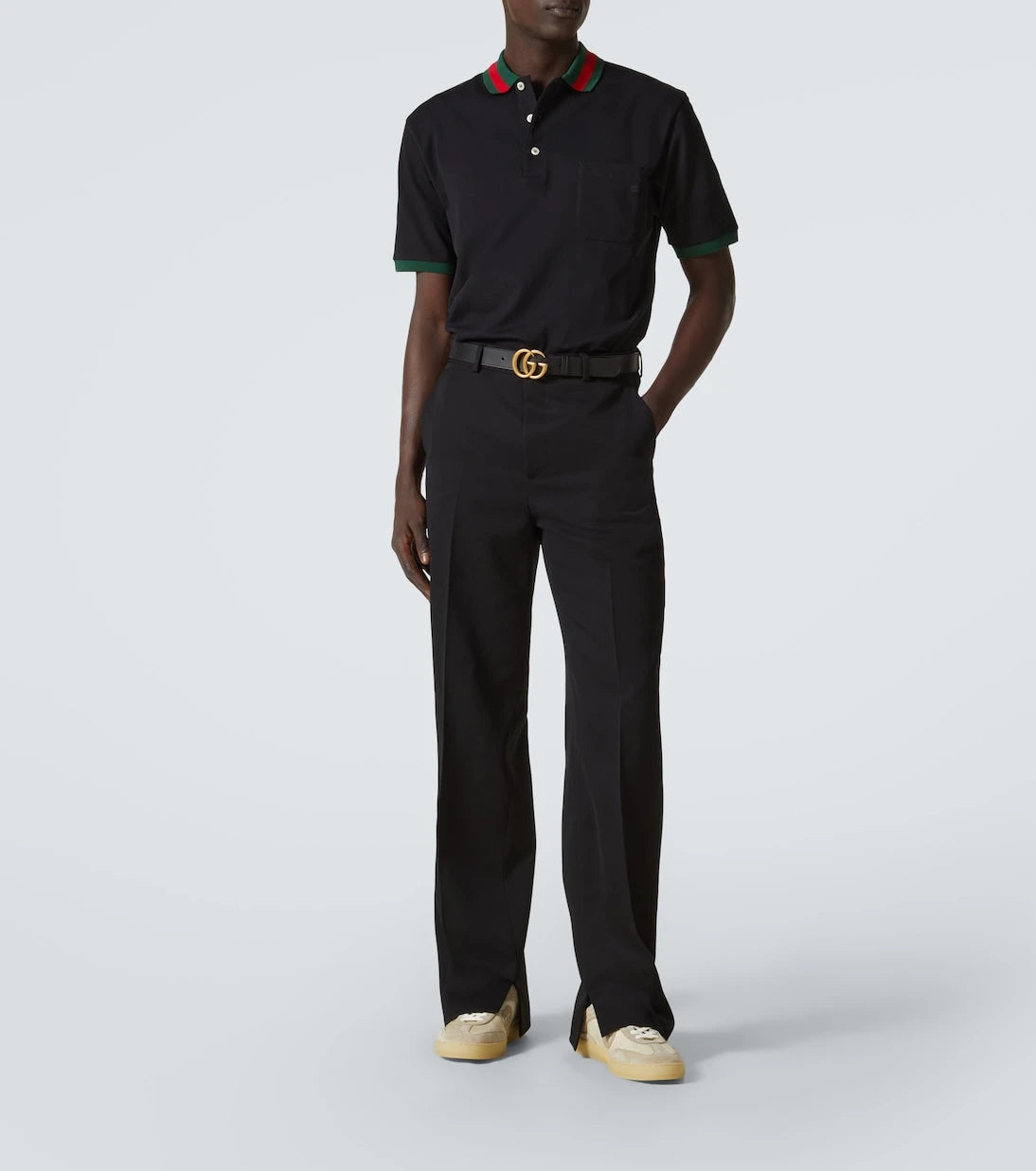 Gucci - Interlocking G suede-trimmed sneakers