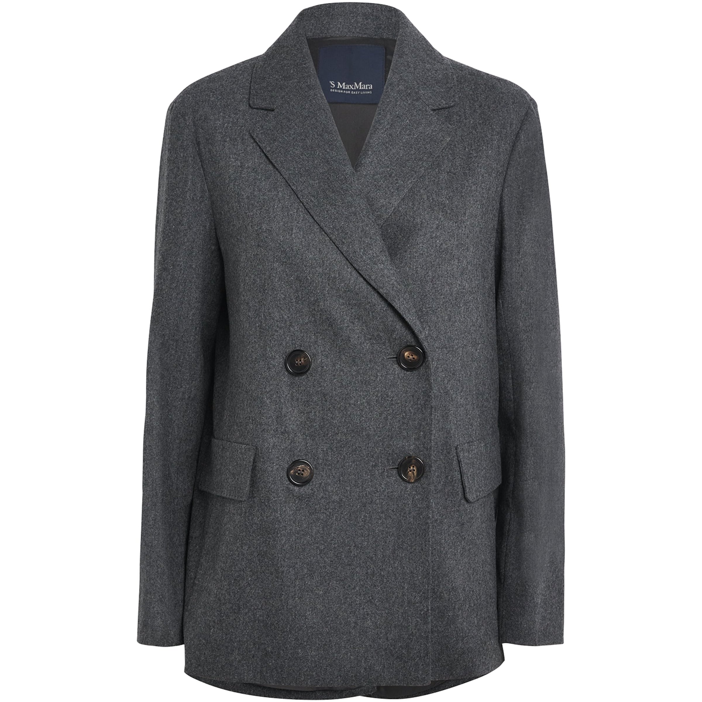 Max Mara Grey Virgin Wool Double-Breasted Jacket