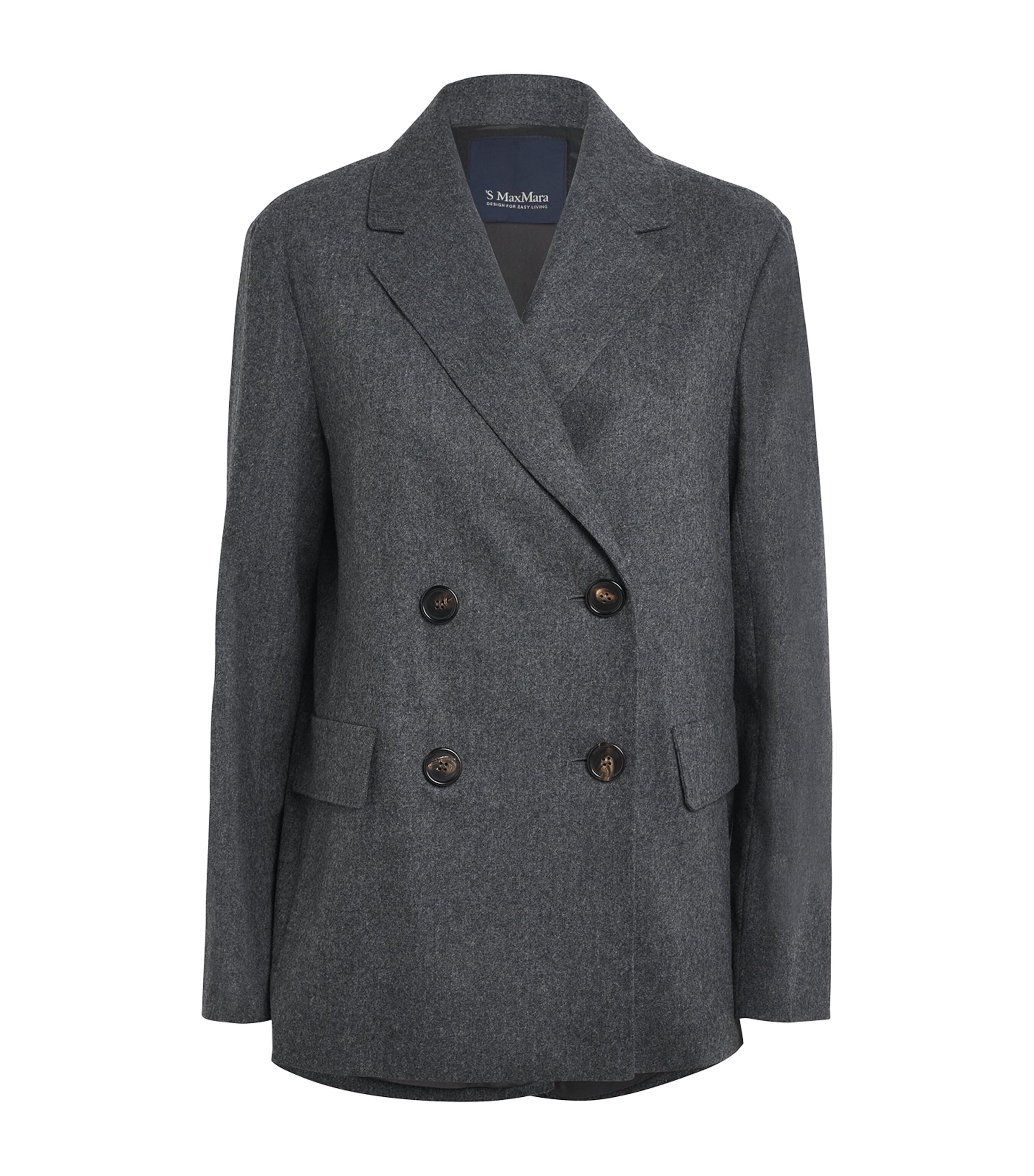 Max Mara Grey Virgin Wool Double-Breasted Jacket