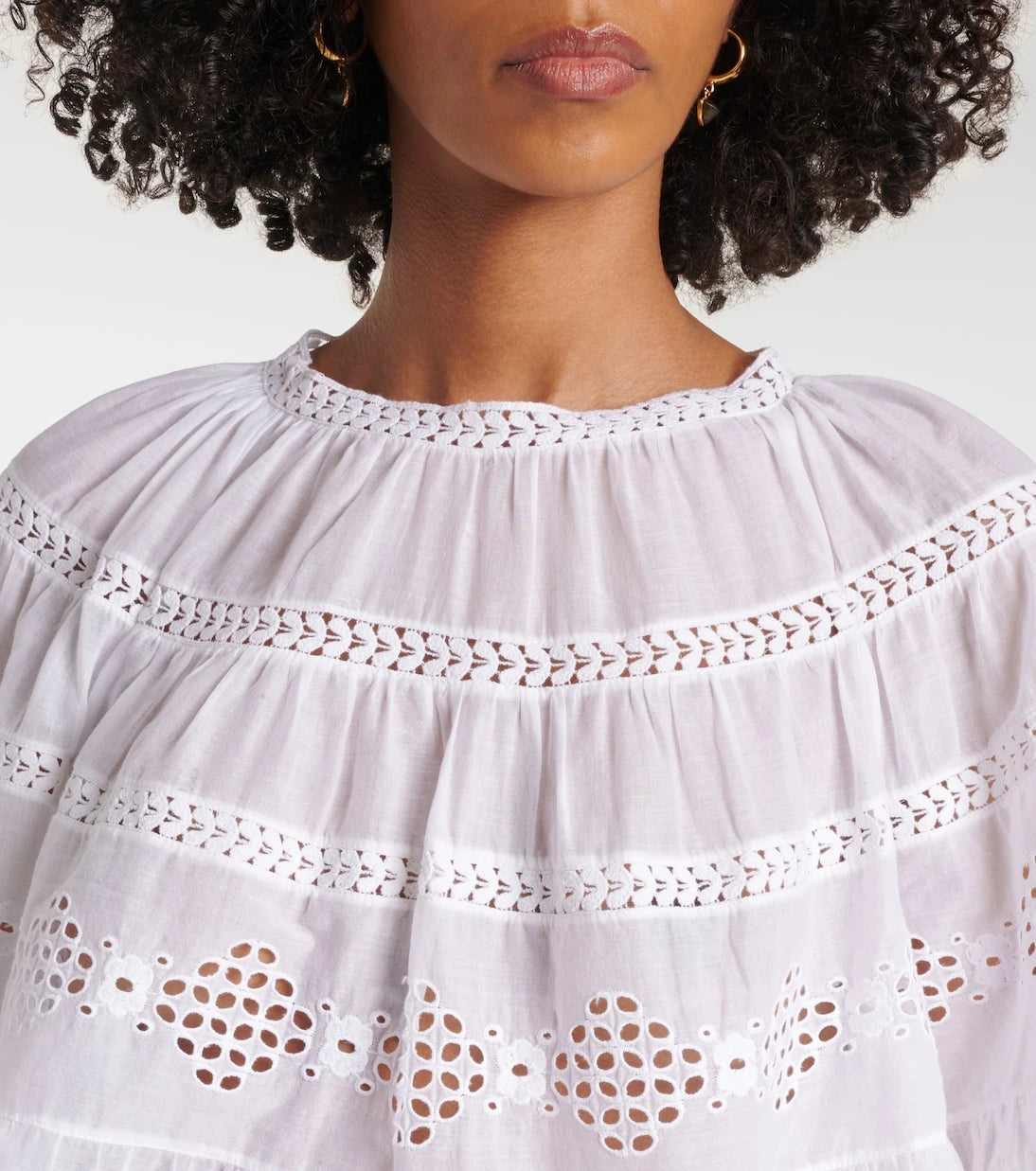 Marant Etoile - Dilama lace-trimmed cotton voile top