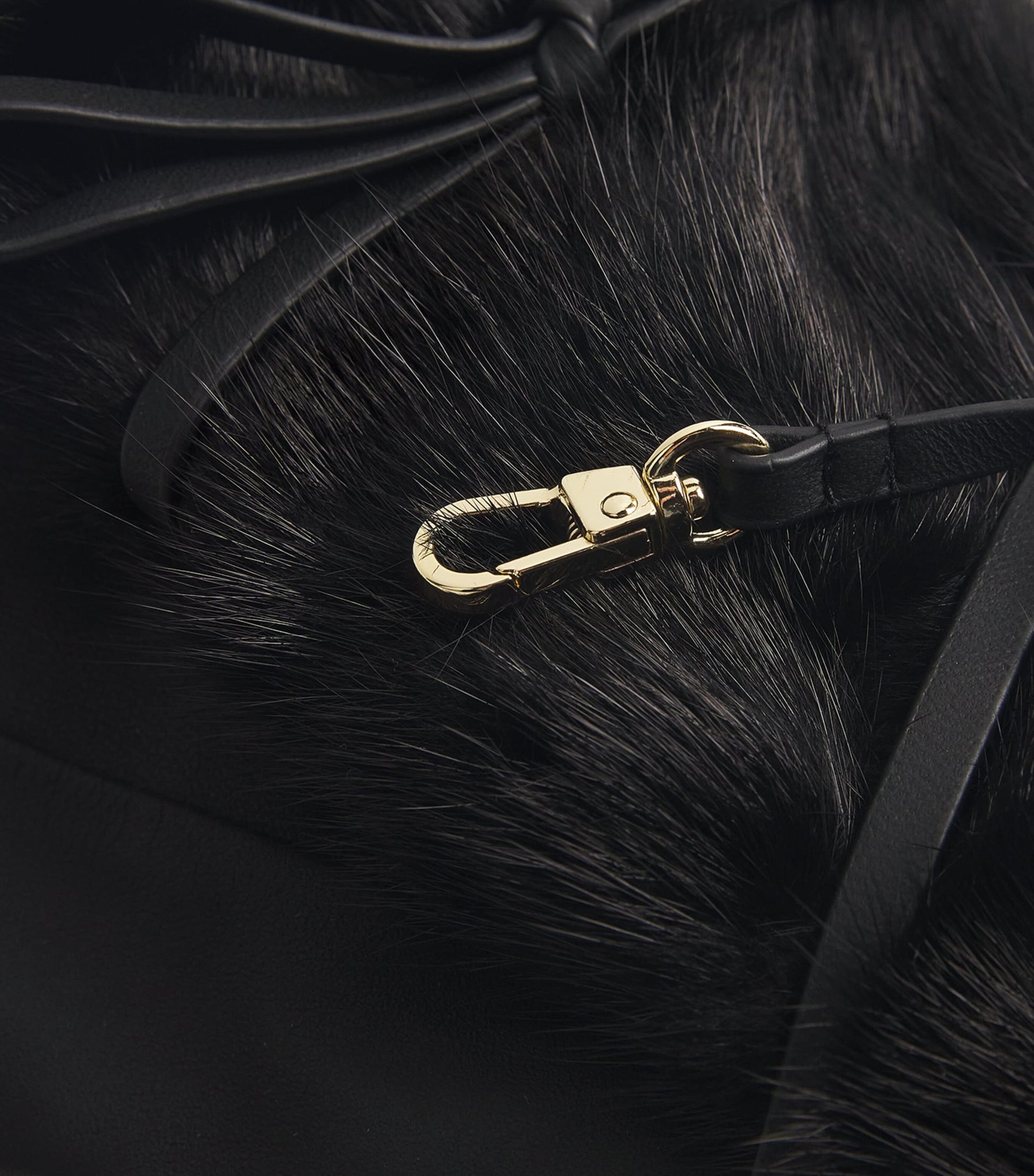 Yves Salomon Black Mink Fur-Leather Mittens