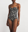 Ulla Johnson Black Ruched Floral Dalila Swimsuit
