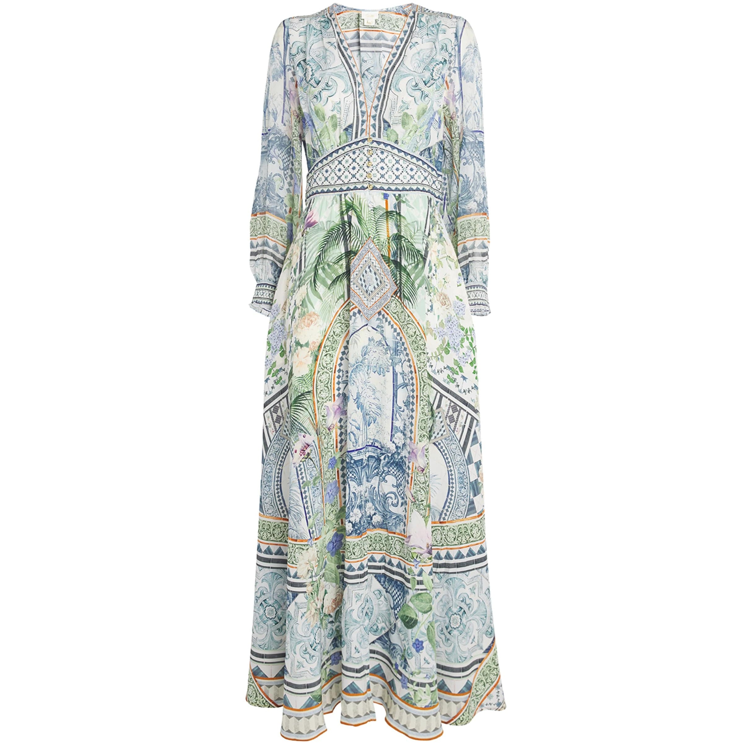 Blue Silk Jardim Party Maxi Dress