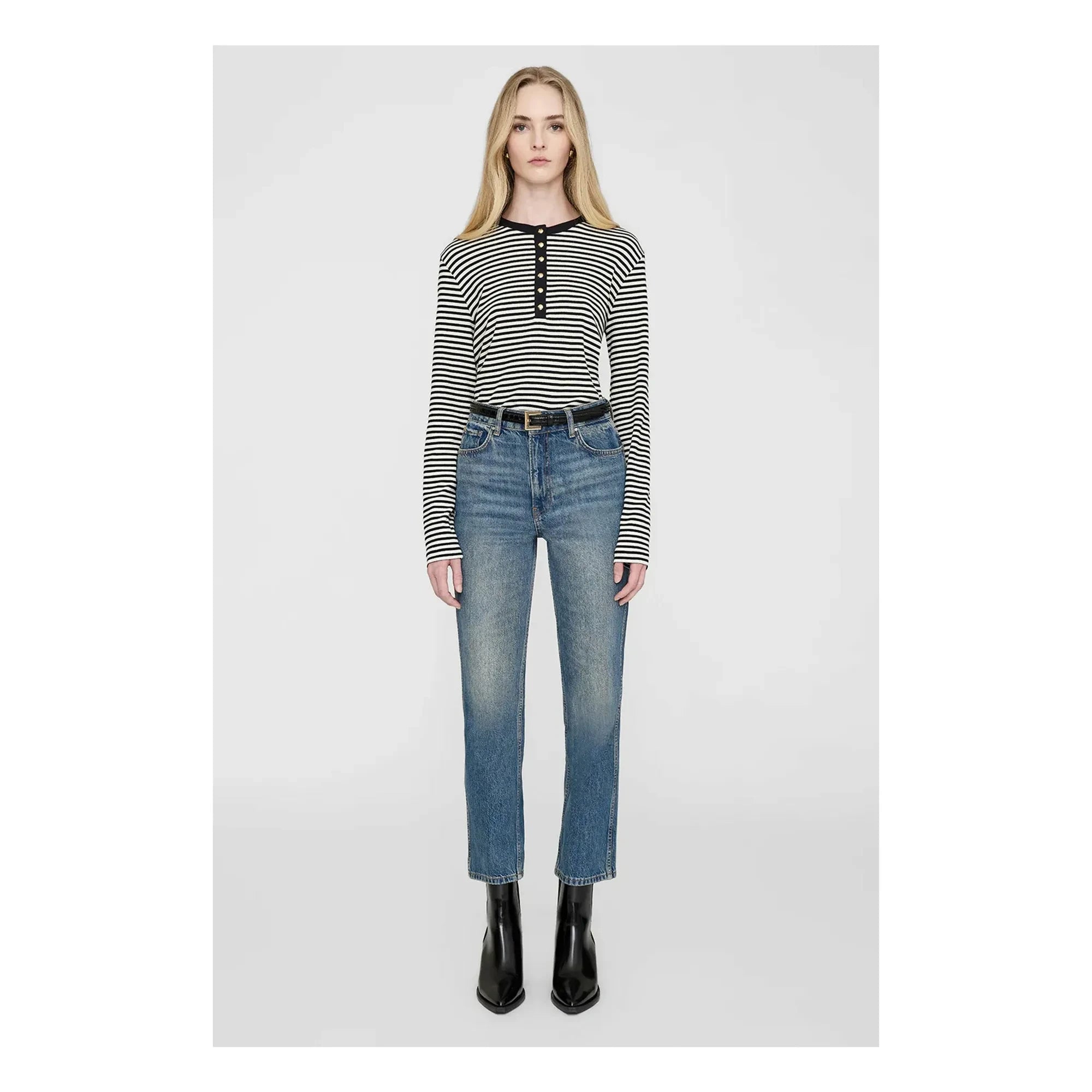 Anine Bing - Alessia Stripes T-shirt | Black
