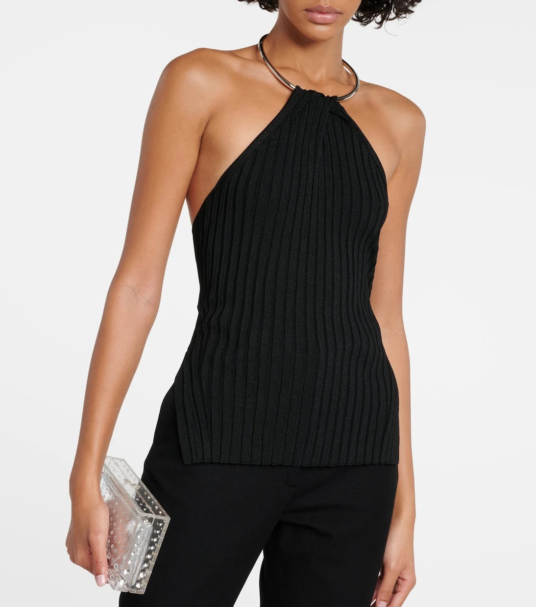 Galvan - Rhea metallic halterneck top