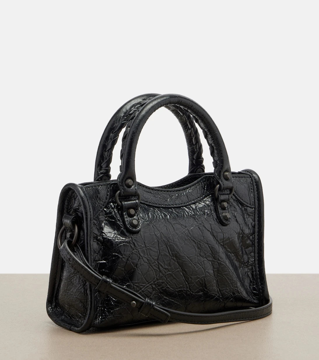 Balenciaga - حقيبة يد علوية جلدية Le City Mini